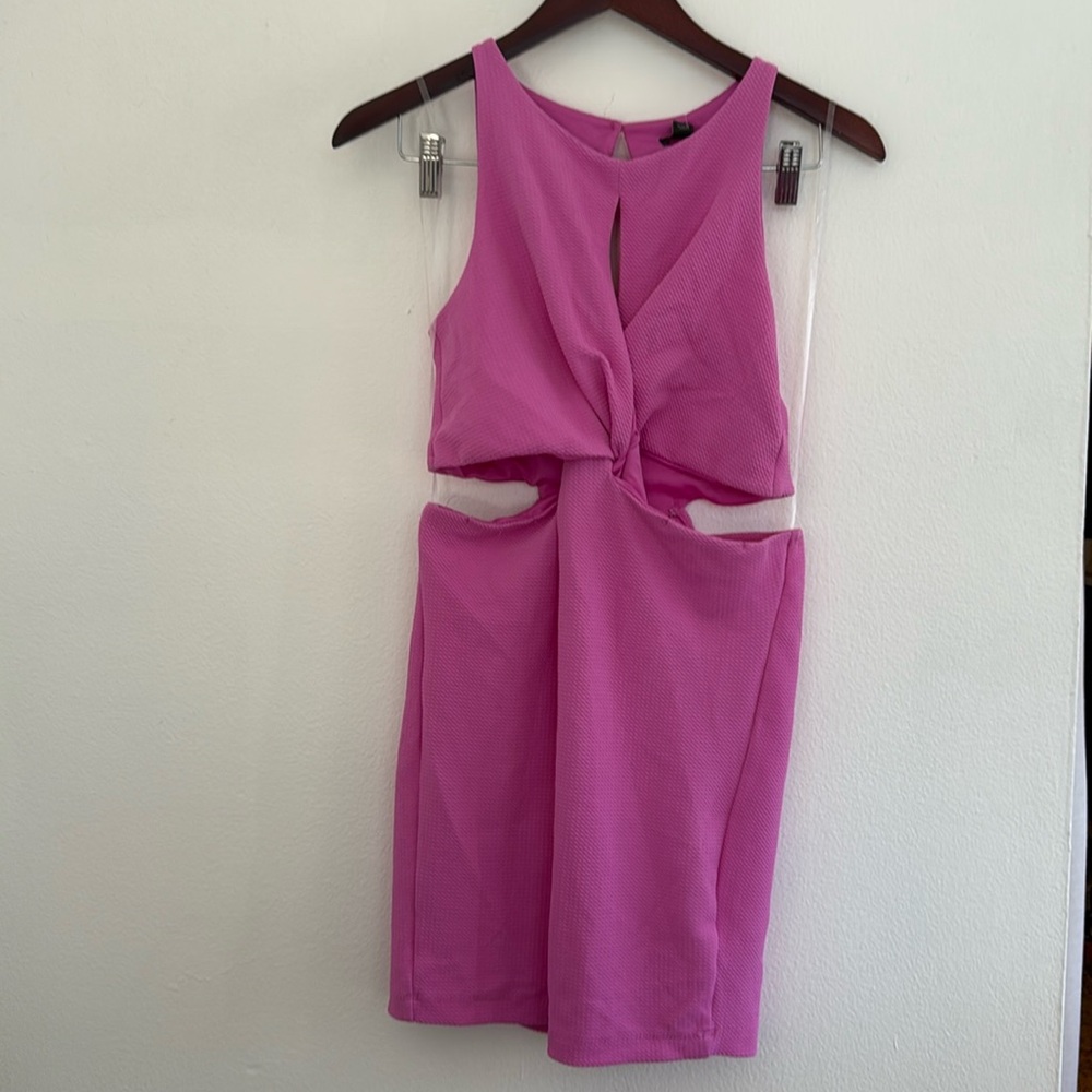 Bright pink cut out mini dress